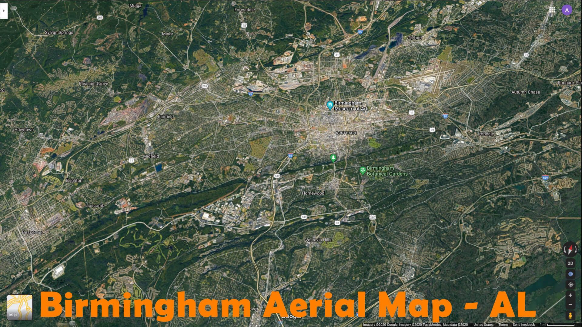 Birmingham Aerial Map   AL